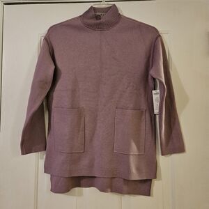 Chico's Lavender Mock Neck Pullover Sweater Heavyweight W Pockets Sz 0 NWT